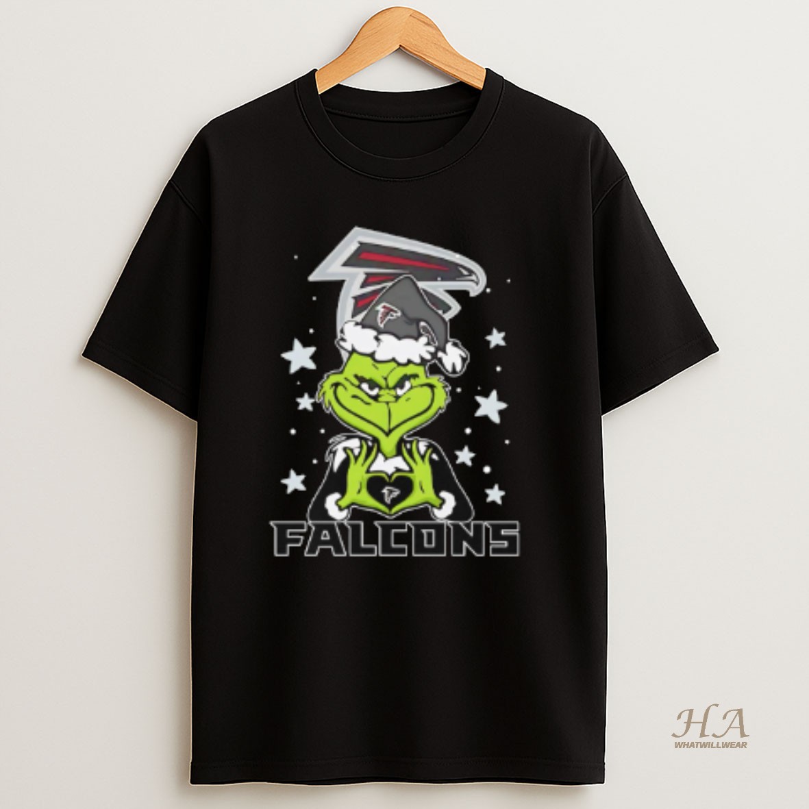Official Atlanta Falcons Love Grinch Heart Hand Christmas 2025 T Shirt