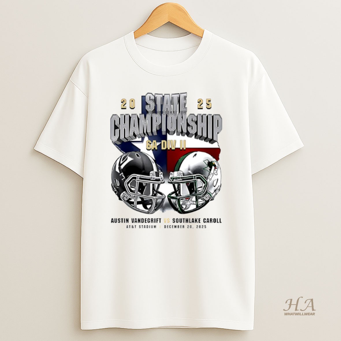 Official Austin Vandegrift Vs Southlake Carroll 2025 6a Div Ii State Championship Helmet Circle T Shirt