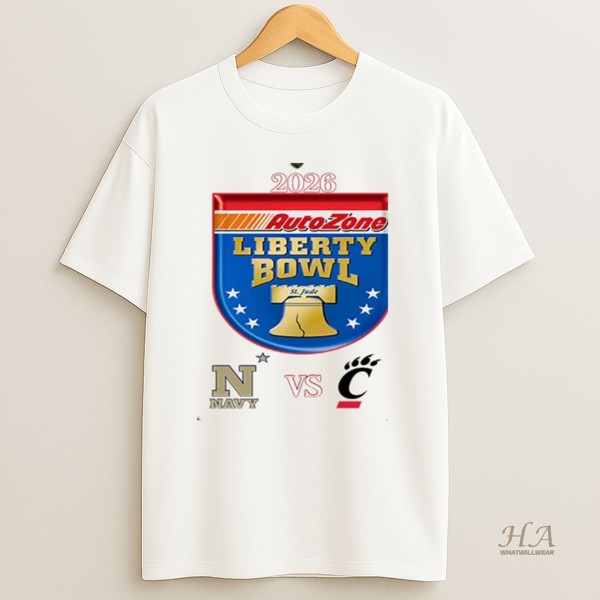 Official Autozone Liberty Bowl 2026 Navy Midshipmen Vs Cincinnati Bearcats Logo T Shirt