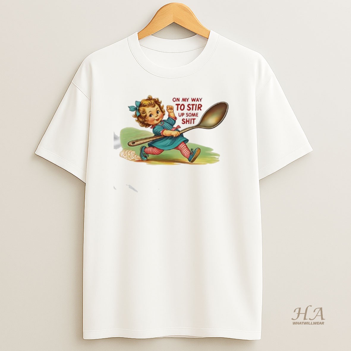 Official Baby Girl With Spoon On My Way To Stir Up Some Shit Graphic T Shirt