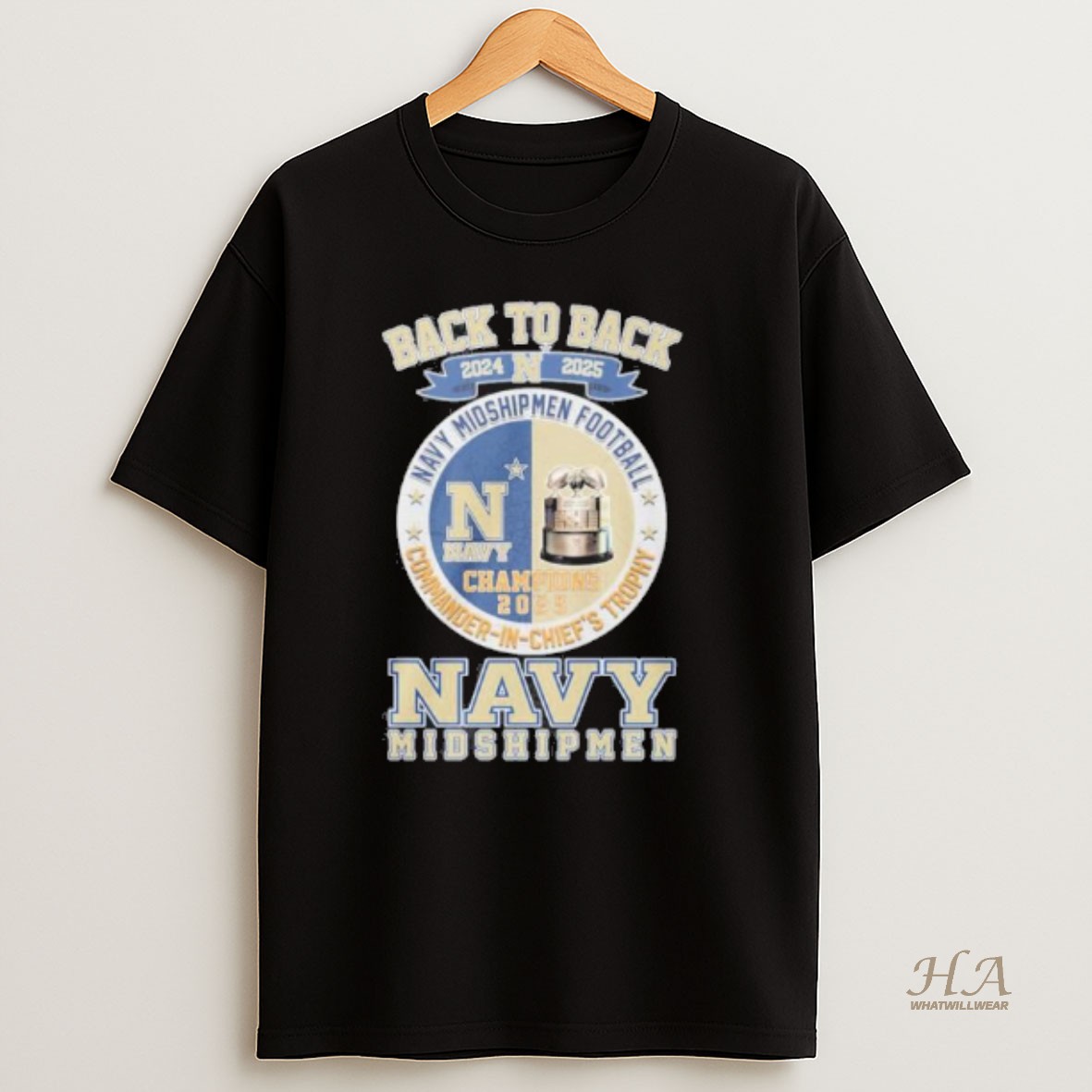 Official Back To Back Navy Midshipmen Commander In Chiefs Trophy Champions T Shirt