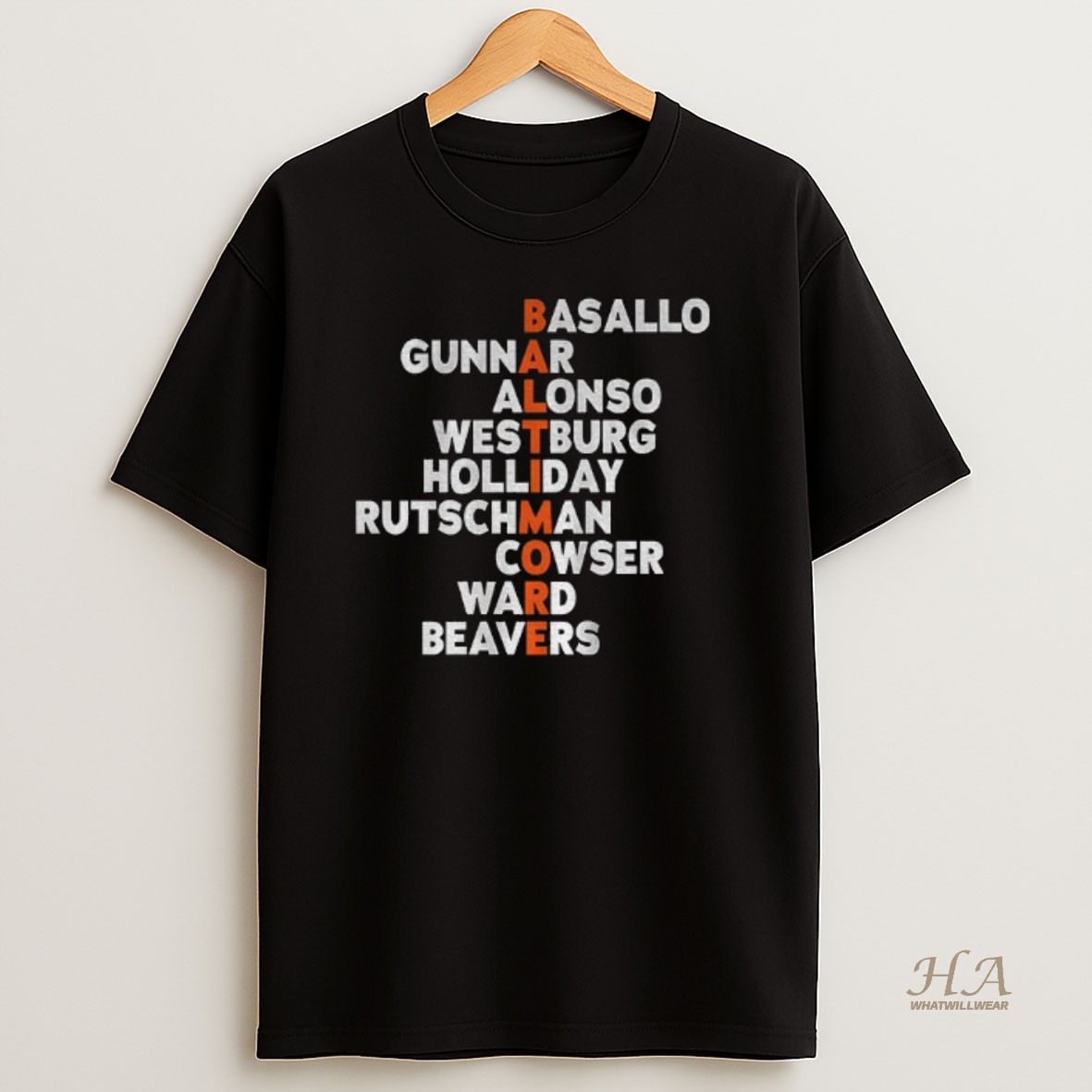 Official Baltimore Orioles Baseball Names 2026 Basallo Gunnar Alonso Westburg Mlb Shirt