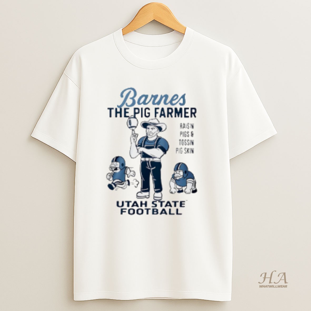 Official Barnes The Pig Farmer Raisin Pigs And Tossin Pig Skin Utah State Football T Shirt