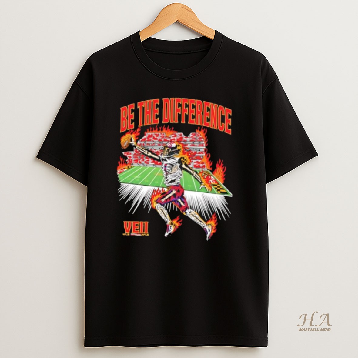 Official Be The Difference Veii Maryland Flag Skeleton Player 1 Jumping Catching Ball On Fire Shirt