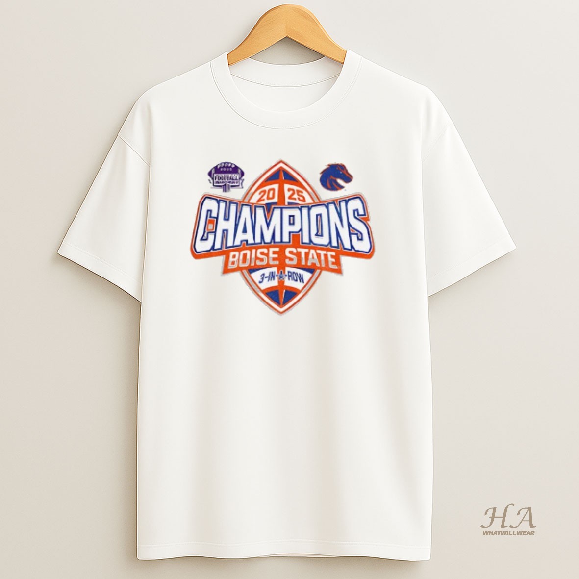 Official Boise State Broncos 2025 Mountain West Champions 3 In A Row Logo T Shirt