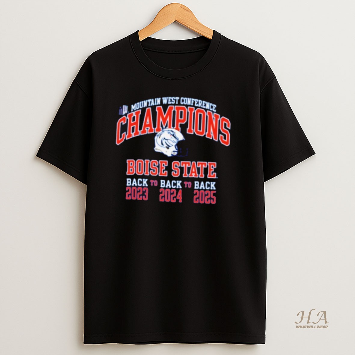 Official Boise State Broncos 2025 Mountain West Champions Back To Back To Back T Shirt
