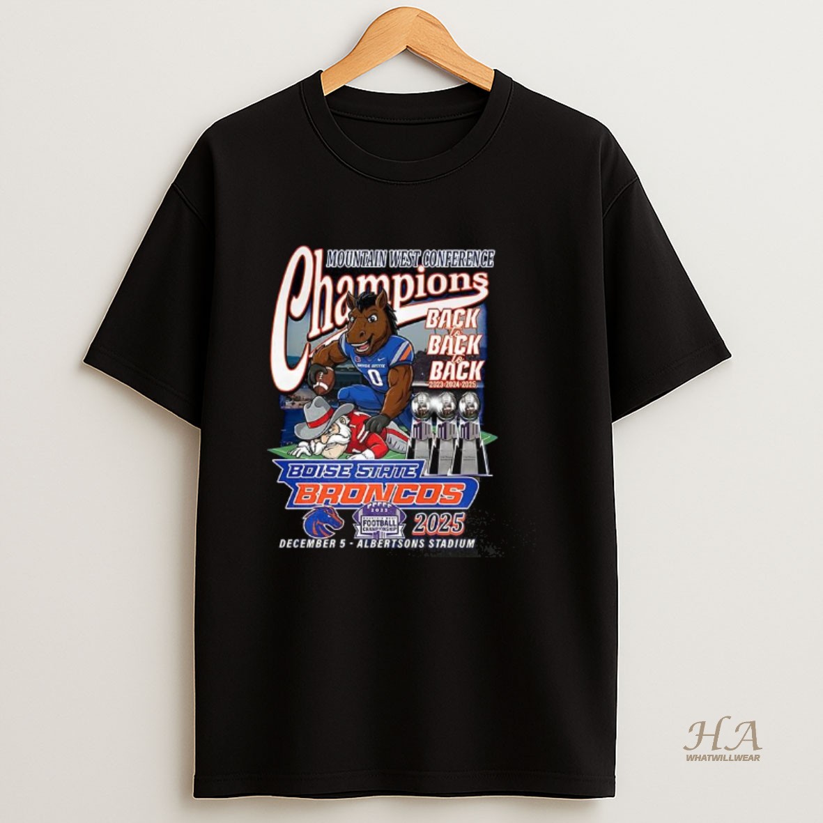 Official Boise State Broncos Beat Unlv Rebels Mountain West Conference Championship Back2back 2025 T Shirt
