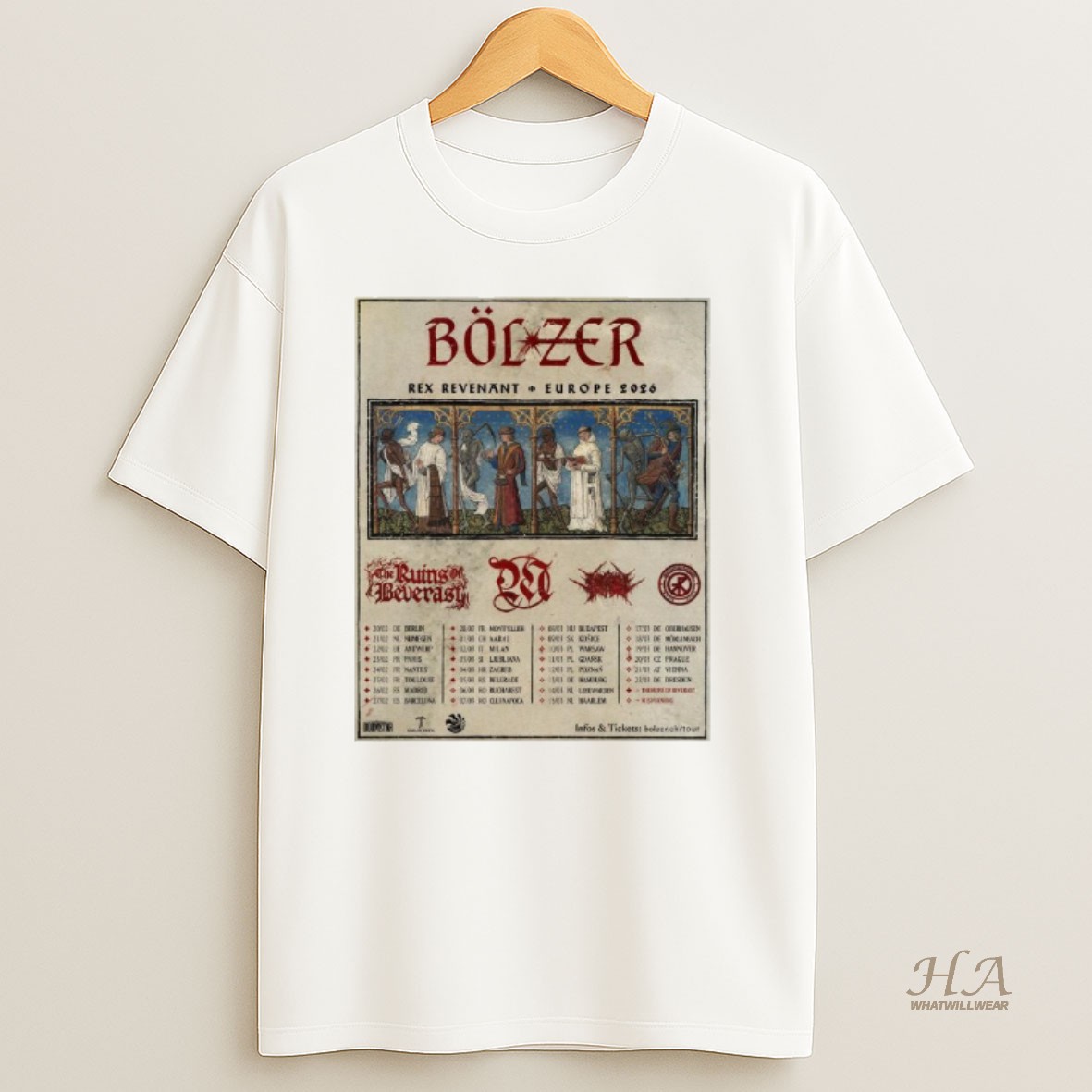 Official Bolzer Rex Revenant European Tour 2026 T Shirt