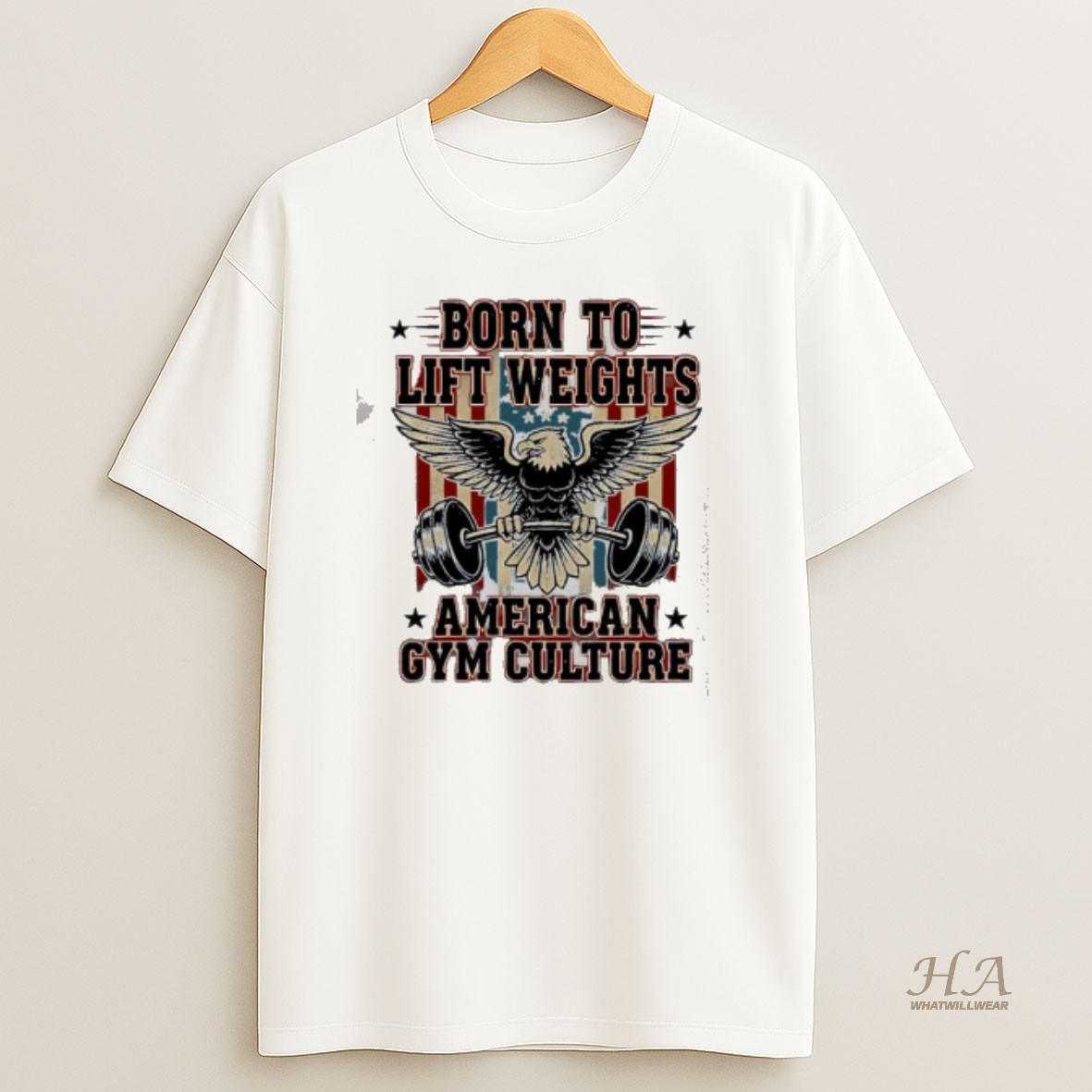 Official Born To Lift Weights American Gym Culture Graphic T Shirt