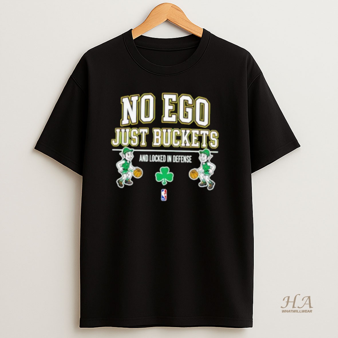 Official Boston Celtics No Ego Just Buckets And Locked In Defense T Shirt