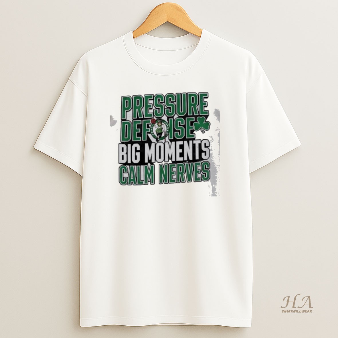 Official Boston Celtics Pressure Defense Big Moments Calm Nerves T Shirt
