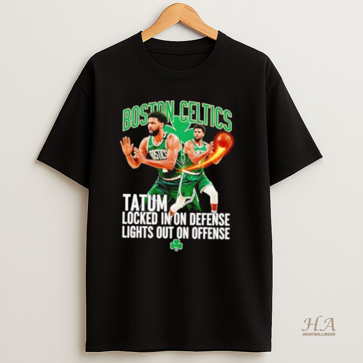 Official Boston Celtics Tatum Locked In On Defense Lights Out On Offense T Shirt