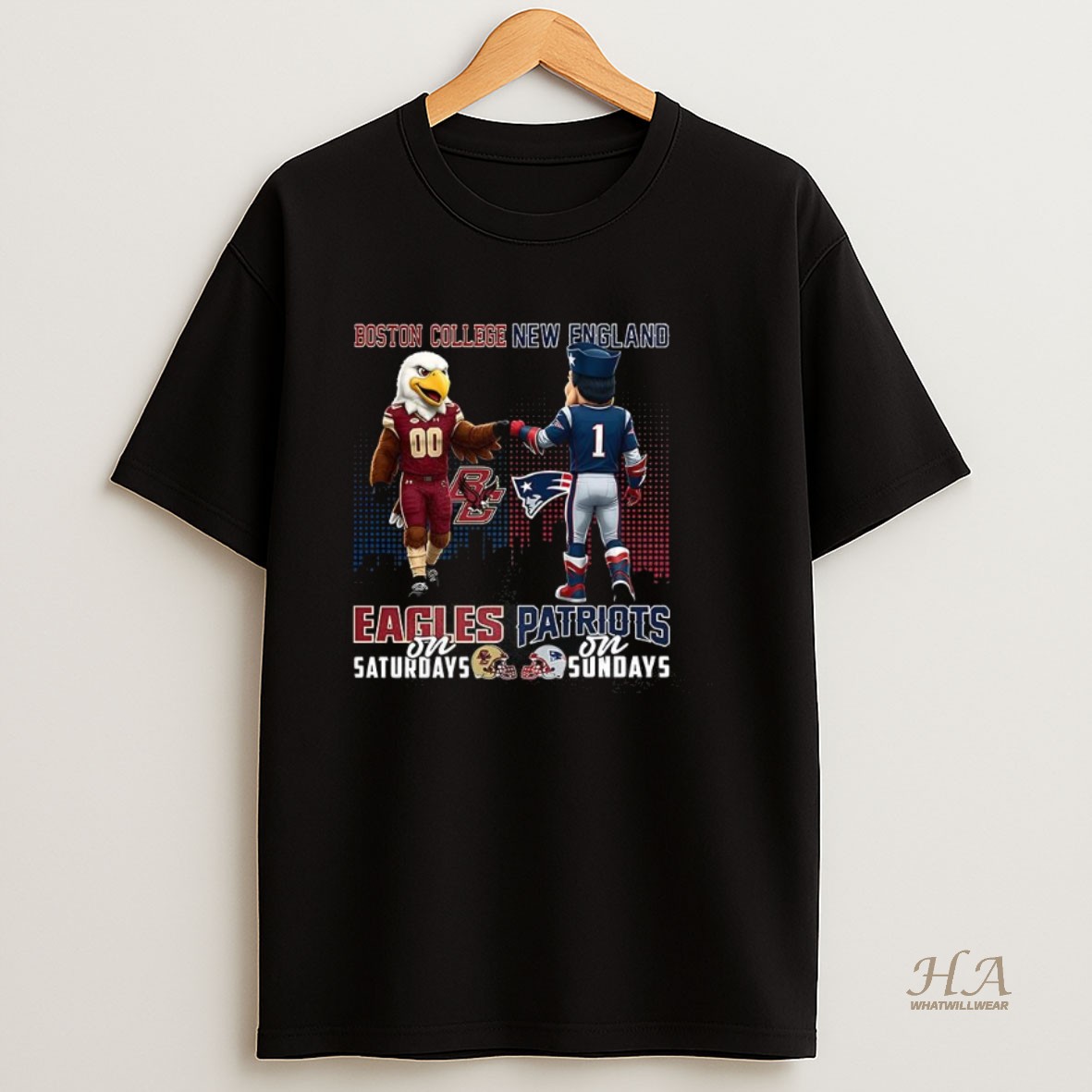 Official Boston College Eagles On Saturdays Vs New England Patriots On Sundays Mascot Shirt