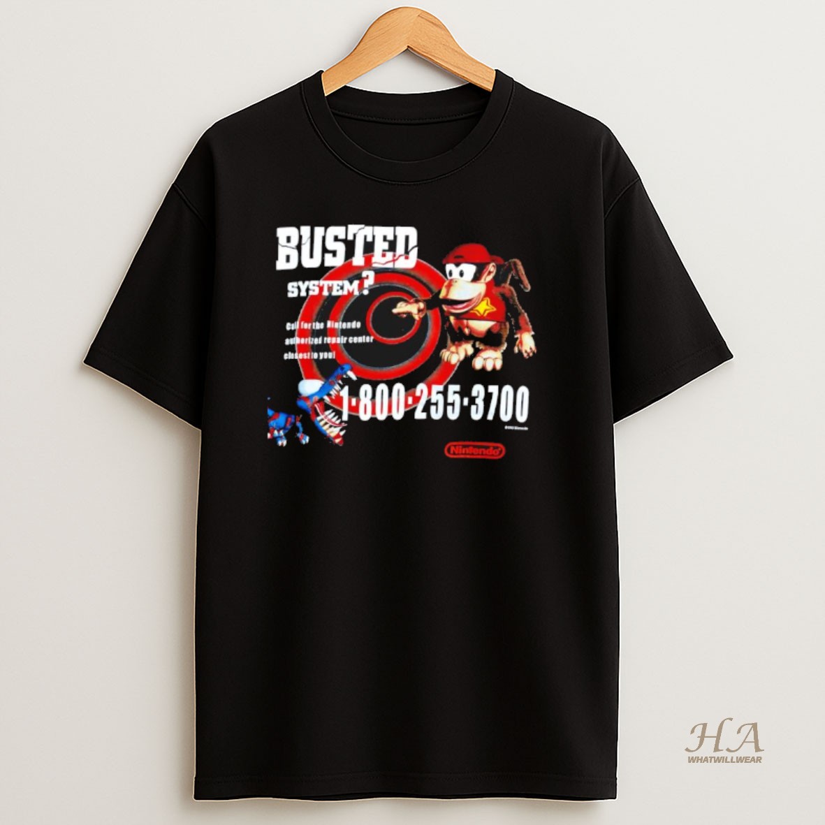 Official Busted System Donkey Kong And Kremling Nintendo Graphic T Shirt