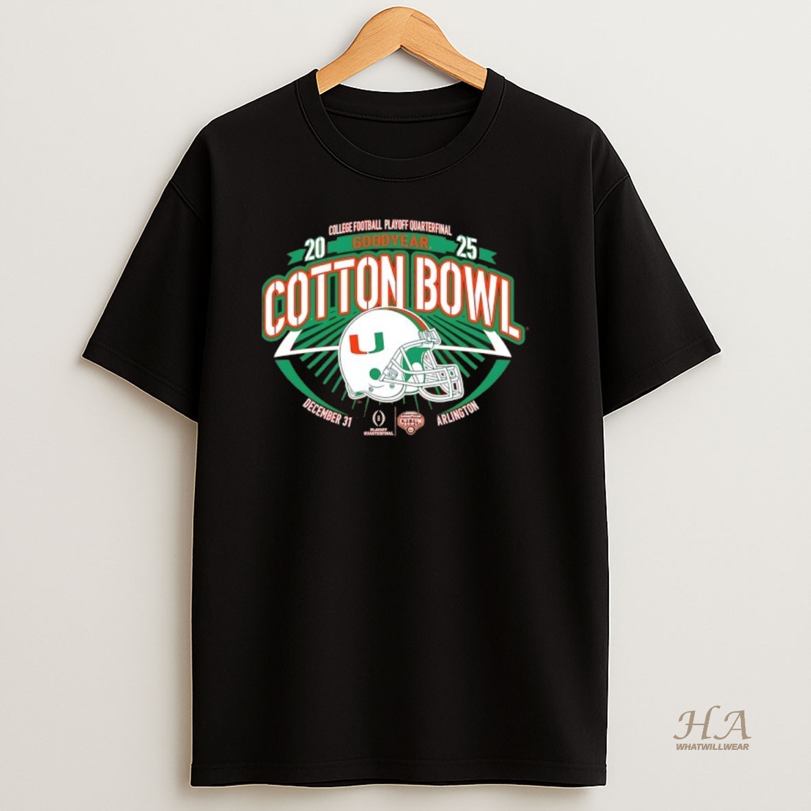 Official Cfp Miami Hurricanes 2025 Goodyear Cotton Bowl Helmet T Shirt