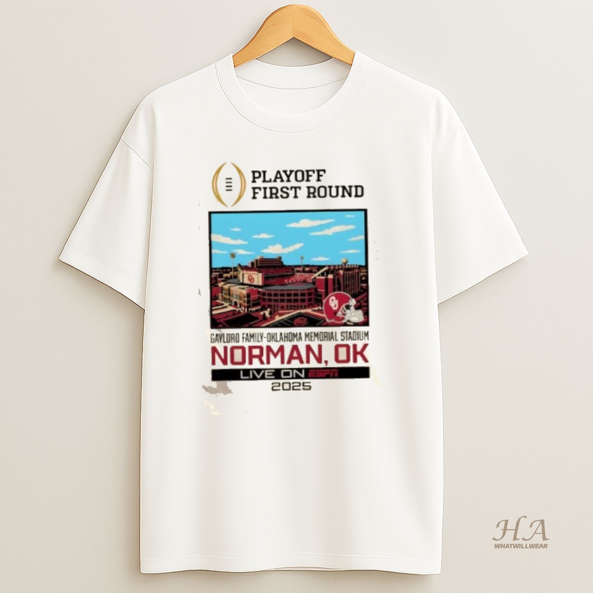 Official Cfp Playoff First Round 25 26 Oklahoma 1st Round Live From Gaylord Family Oklahoma Memorial Stadium T Shirt