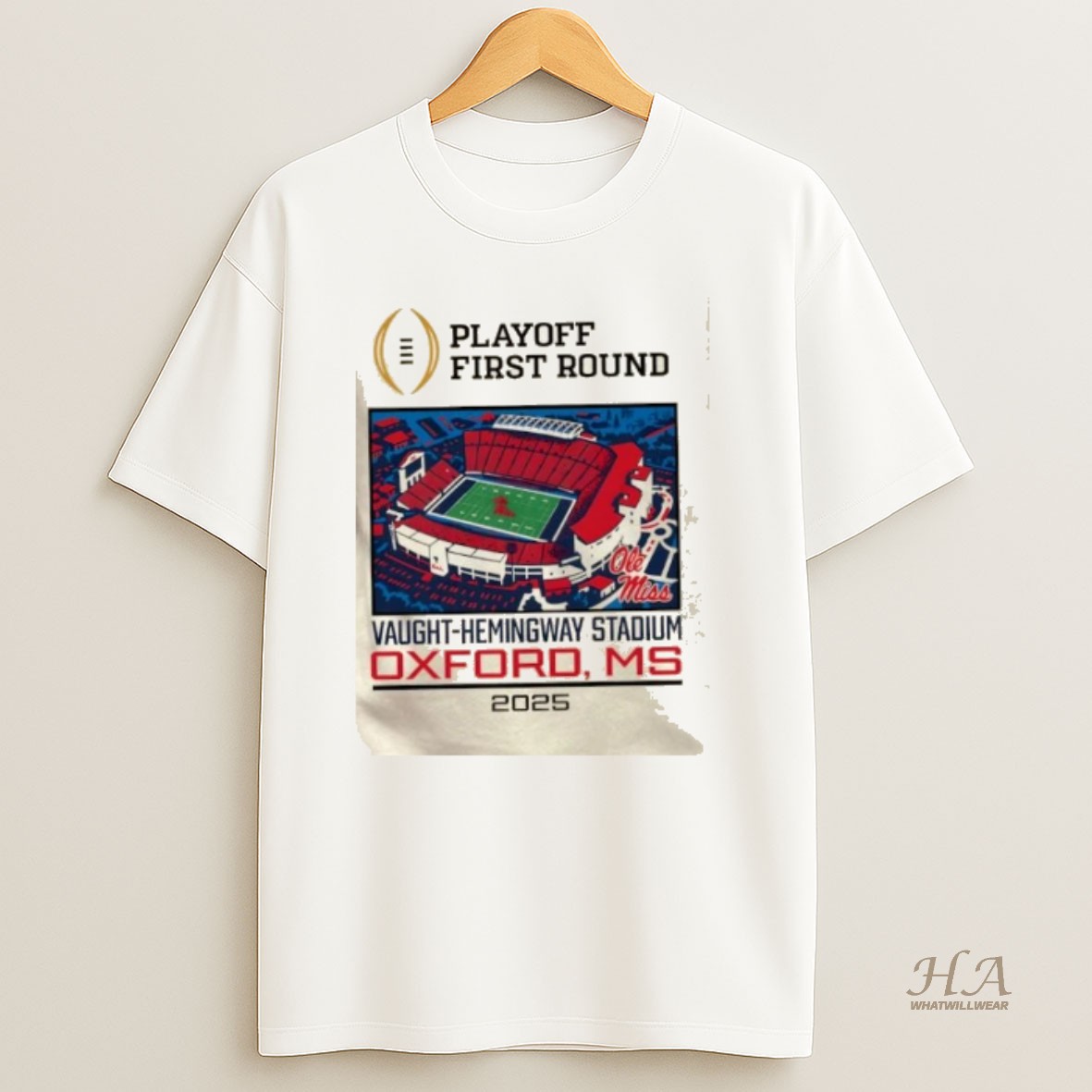 Official Cfp Playoff First Round 25 26 Ole Miss 1st Round Live From Vaught Hemingway Stadium T Shirt