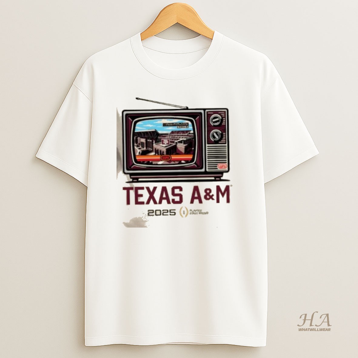 Official Cfp Playoff First Round 25 26 Texas Am Aggies Tv Stadium T Shirt