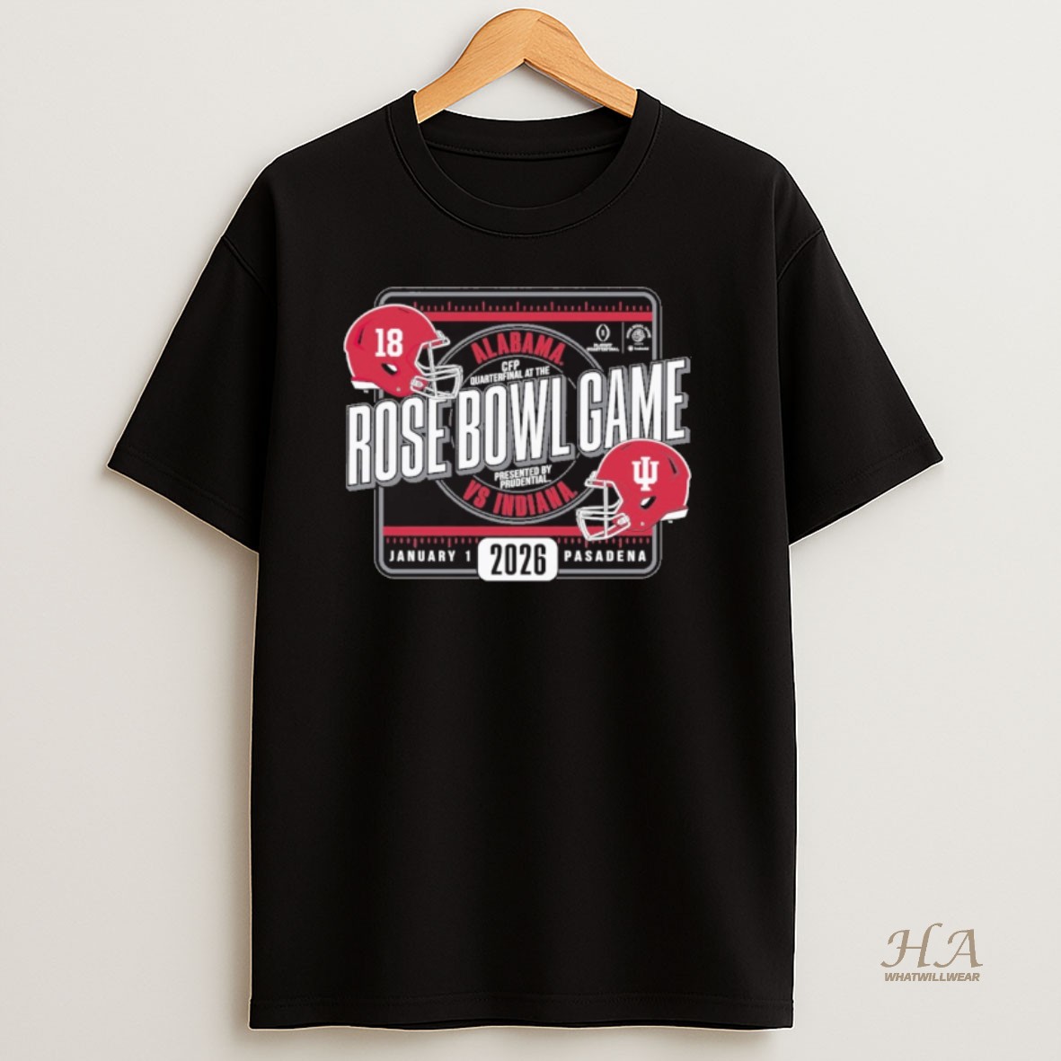 Official Cfp Quarterfinal At The Alabama Crimson Tide Vs Indiana Hoosiers Football Helmet Rose Bowl Presented By Prudential Game January 1 2016 Pasadena T Shirt