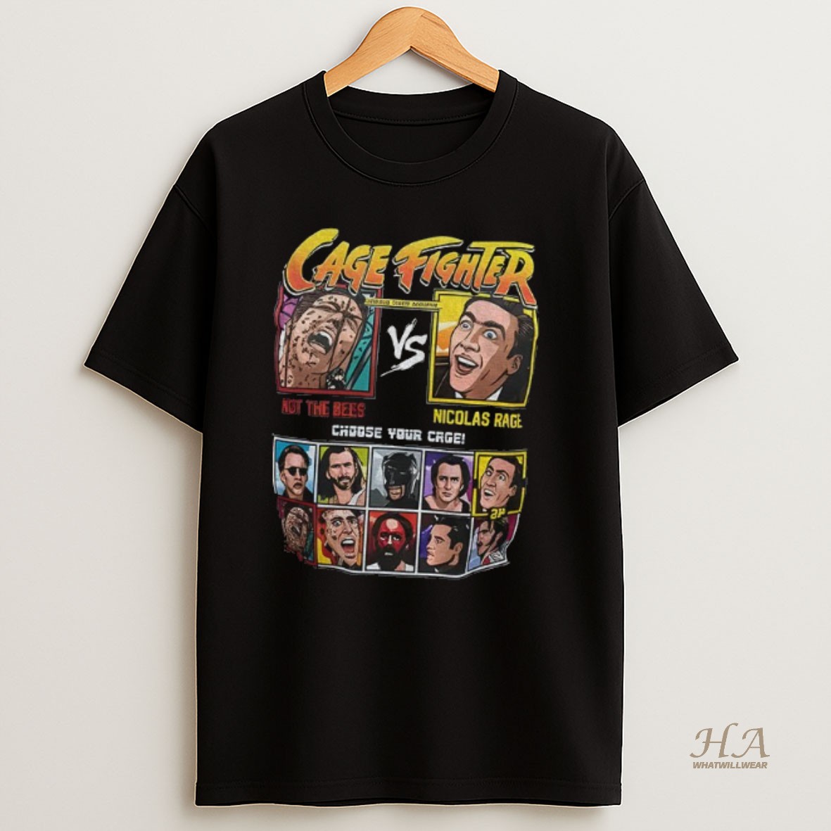 Official Cage Fighter Nicolas Cage Retro Gaming Movie Shirt