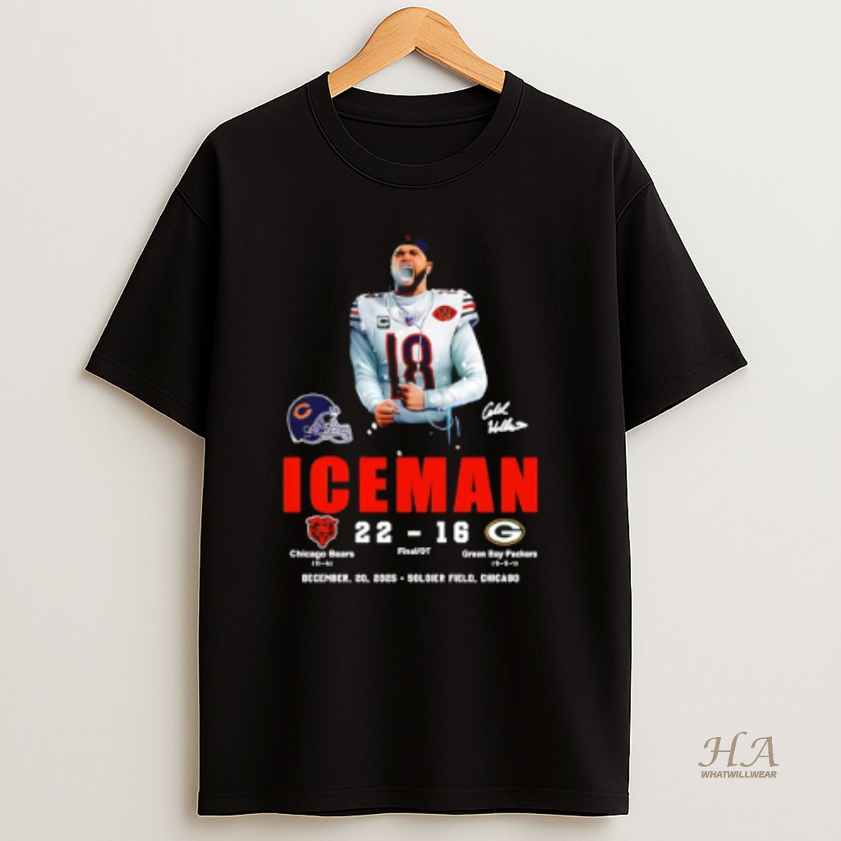 Official Caleb Williams Chicago Bears Iceman 22 16 Packers Score T Shirt