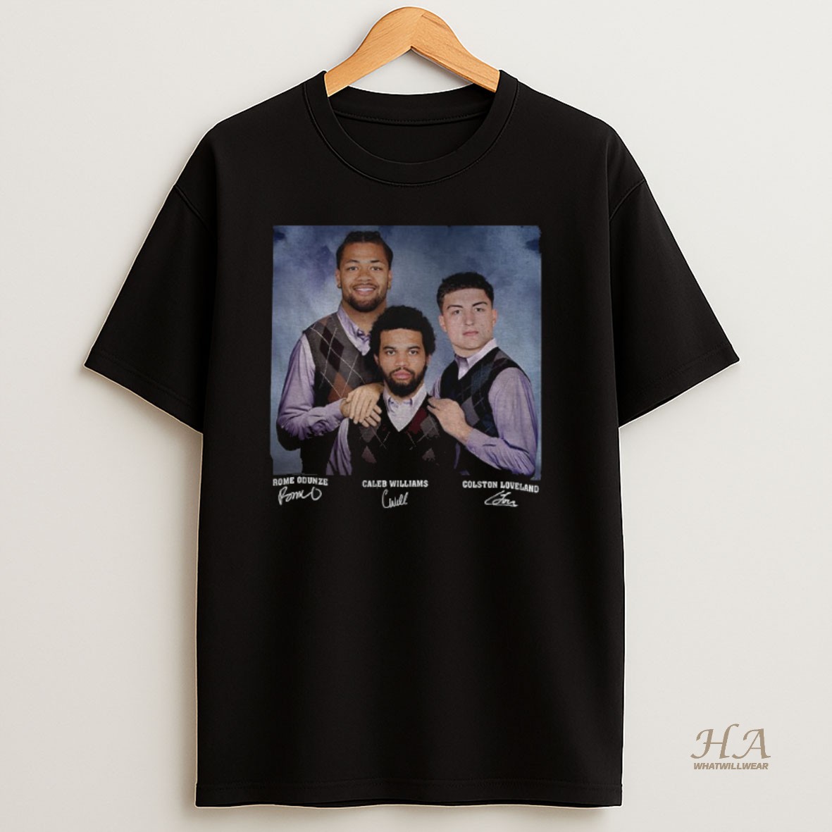 Official Caleb Williams Colston Loveland Rome Odunze Chicago Bears Football Step Brothers Signatures Shirt