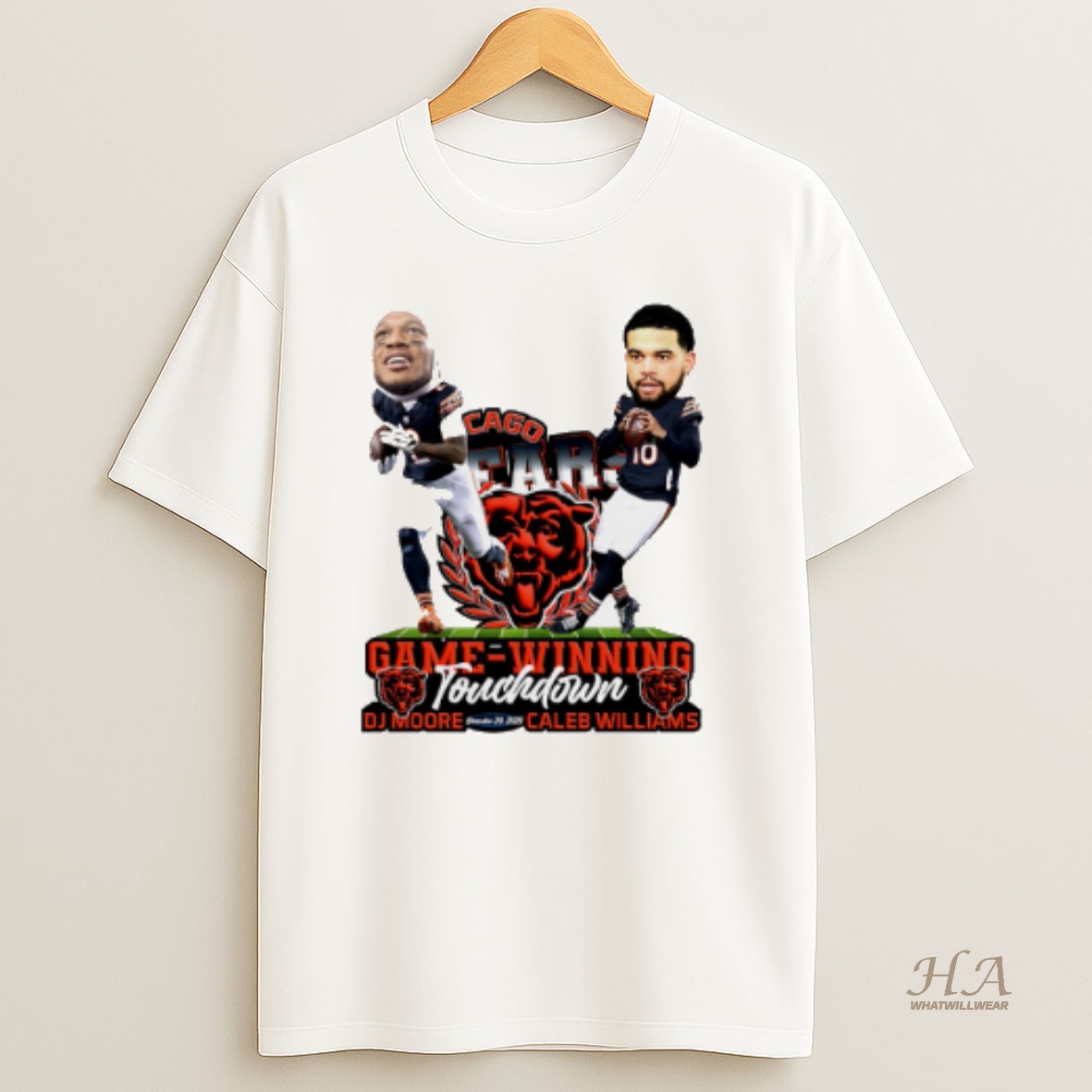 Official Caleb Williams And Dj Moore Chicago Bears Overtime Winning Touchdown Caricature T Shirt