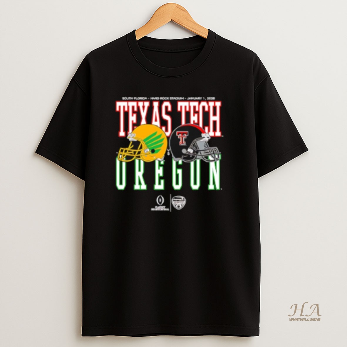 Official Capital One Orange Bowl 2026 Oregon Vs Texas Tech Helmet Matchup T Shirt