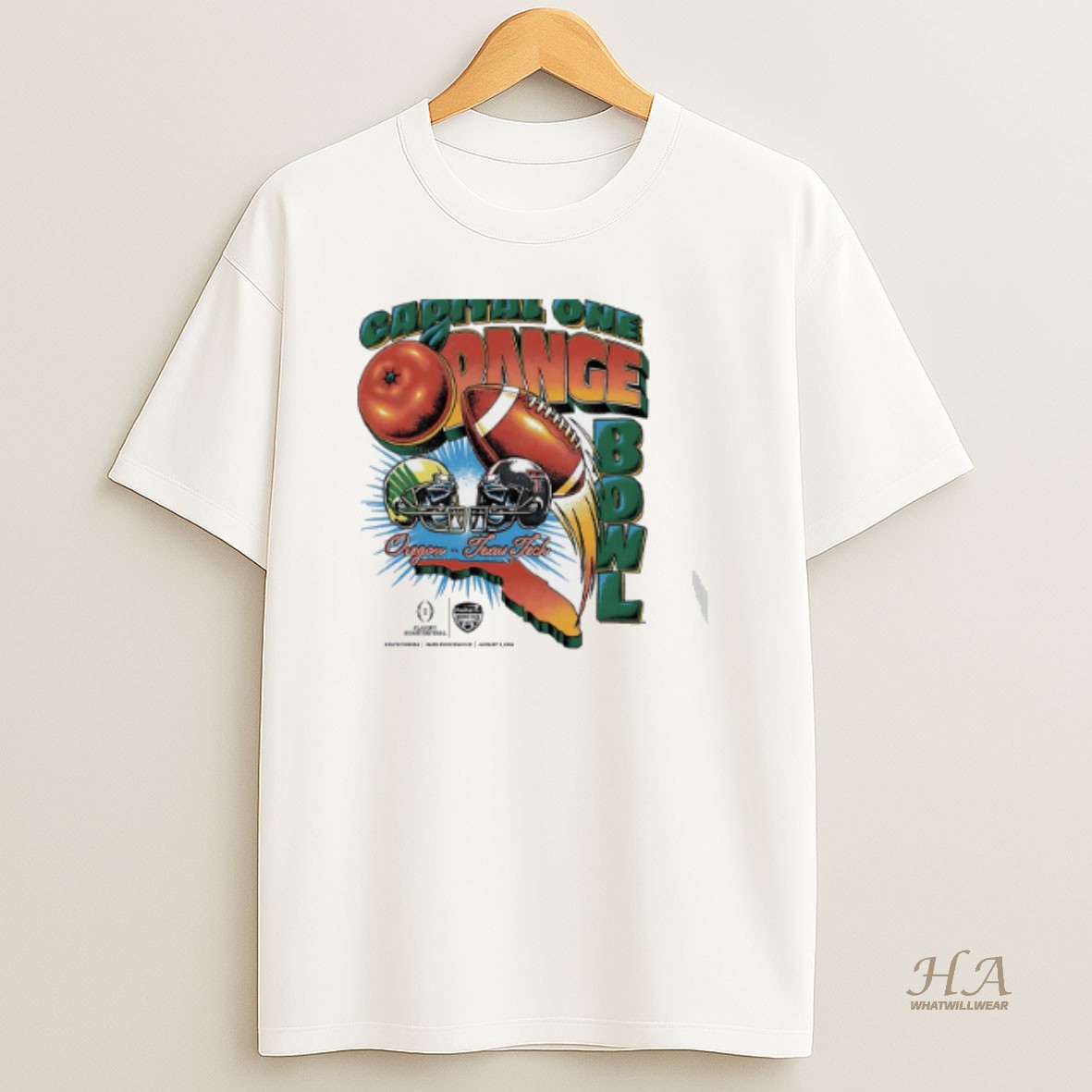 Official Capital One Orange Bowl 2026 Oregon Vs Texas Tech Matchup Vintage T Shirt