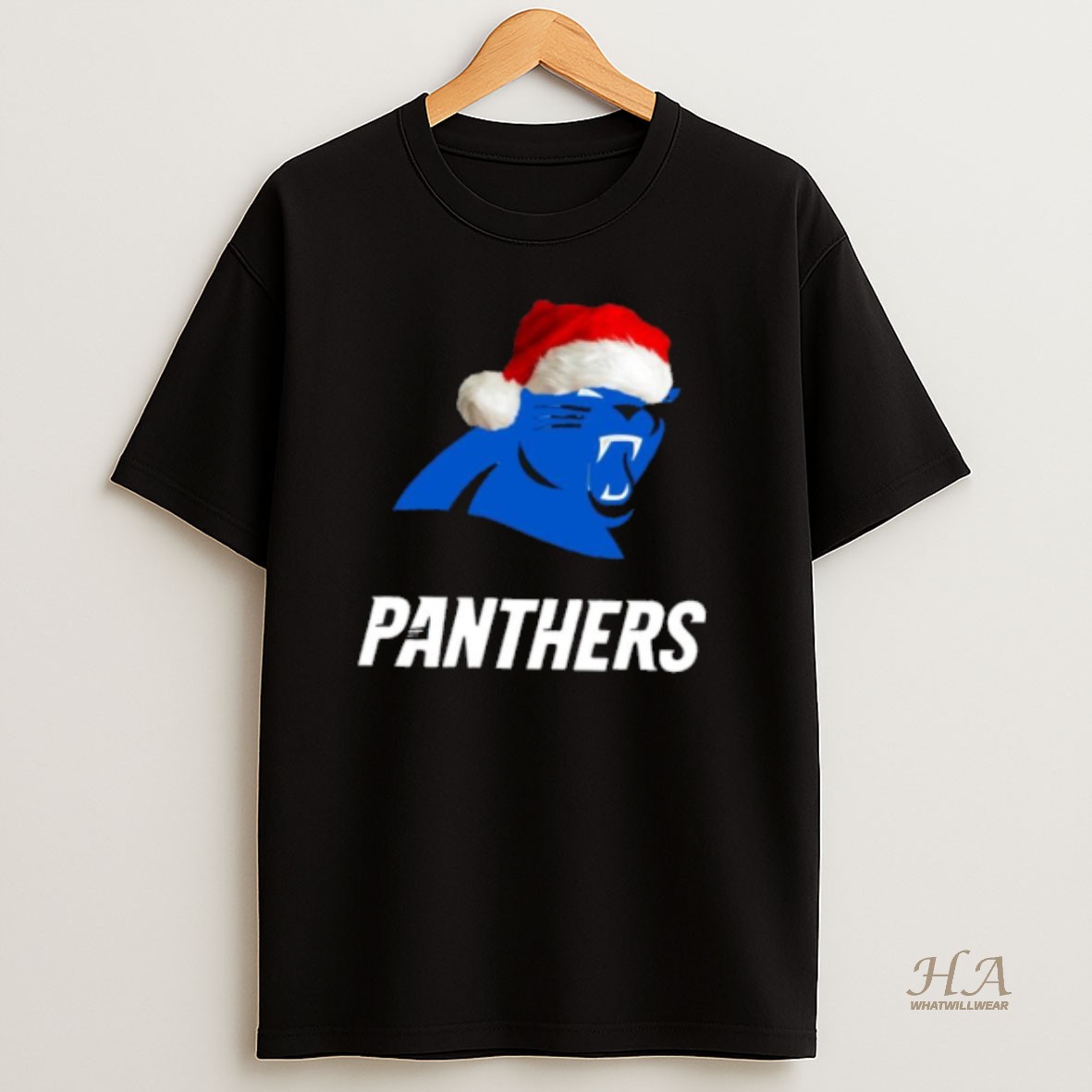 Official Carolina Panthers 2025 Santa Hat Logo Football Christmas T Shirt