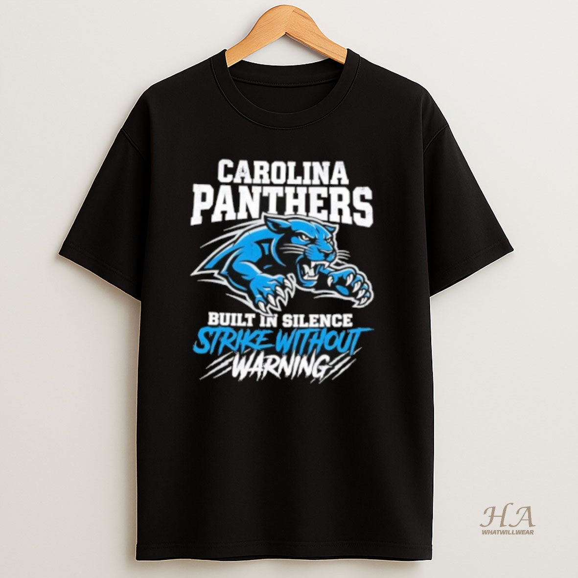 Official Carolina Panthers Built In Silence Strike Without Warning Graphic T Shirt