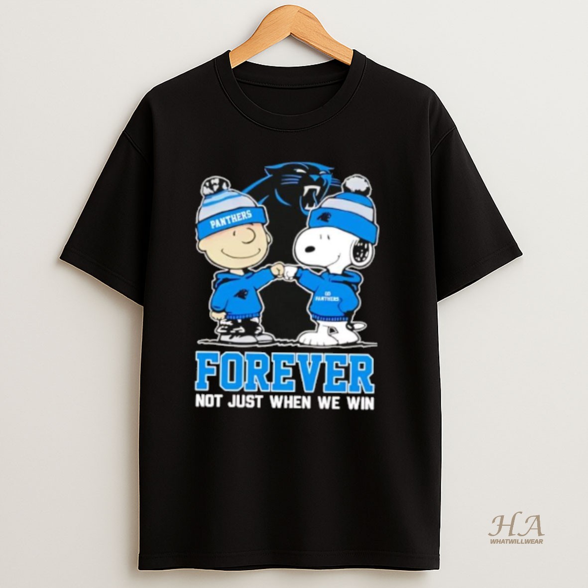 Official Carolina Panthers Charlie Brown And Snoopy Forever Not Just When We Win T Shirt