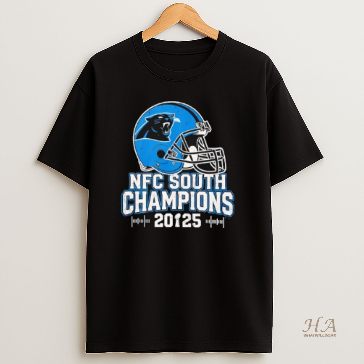 Official Carolina Panthers Nfc South 2025 Champions Helmet T Shirt