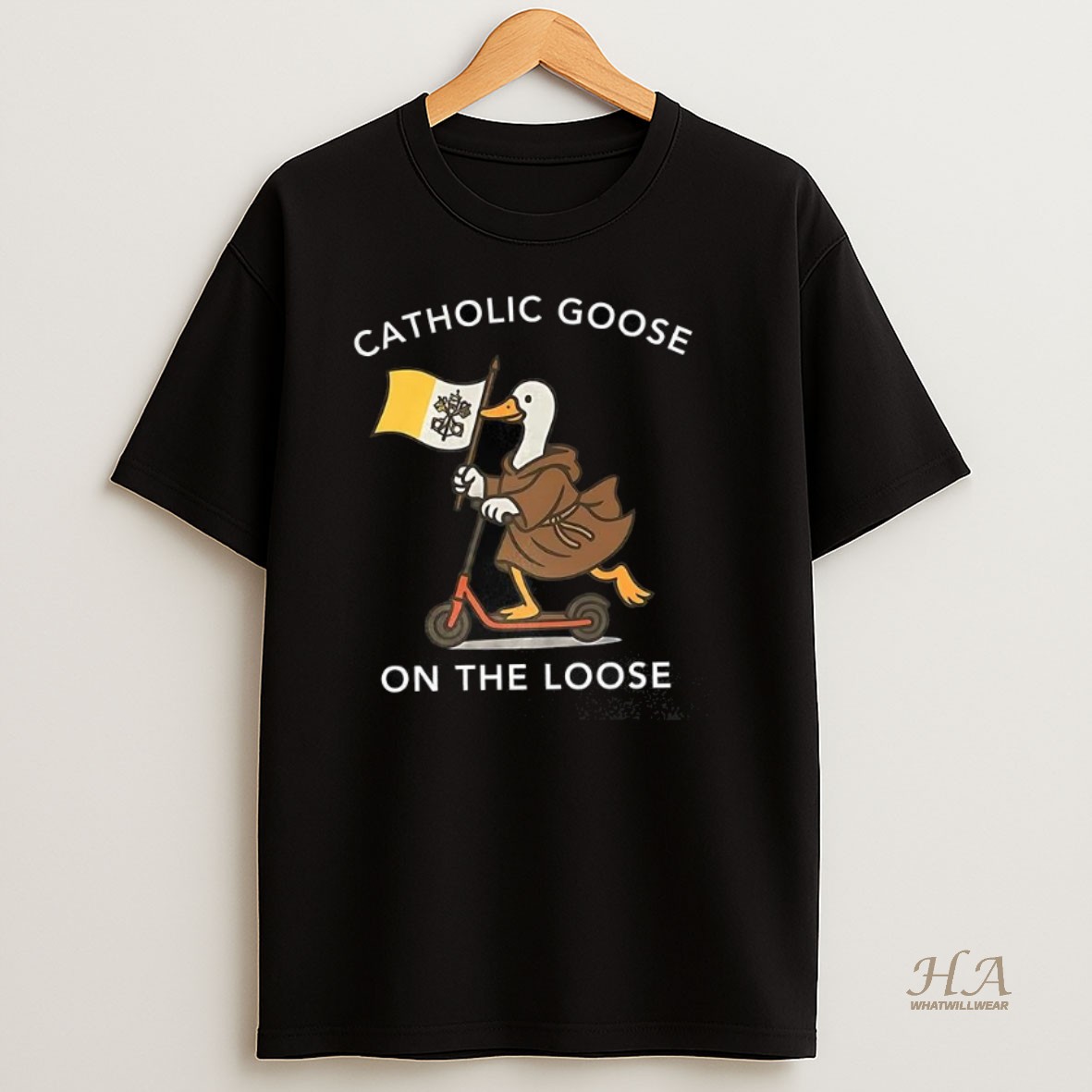 Official Catholic Goose Scooter On The Loose Driving Scooter Shirt