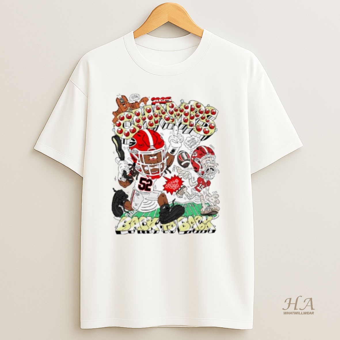 Official Champs Georgia Bulldogs Football Teams Back To Back Graphic T Shirt