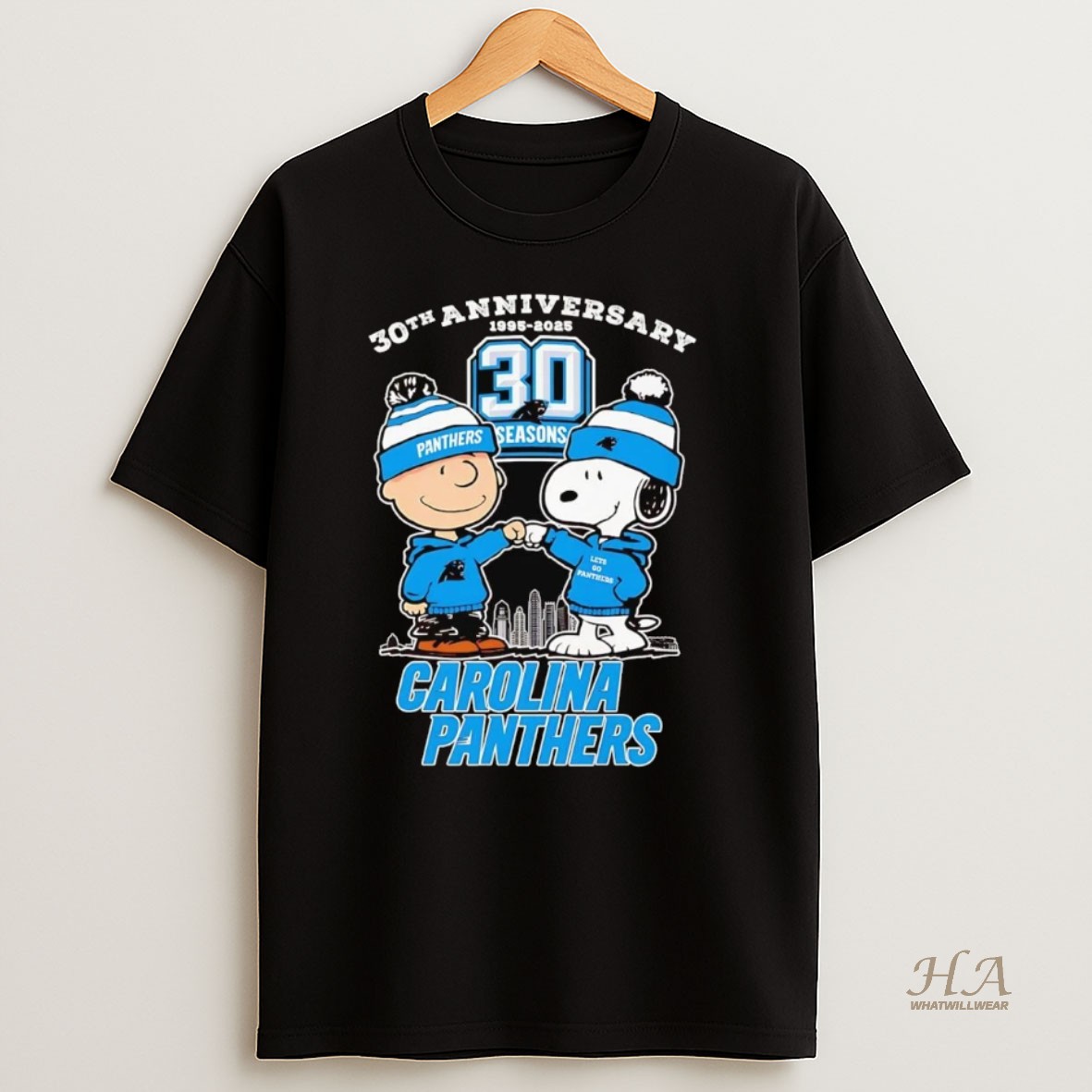 Official Charlie Brown Snoopy Fist Pump 30th Anniversary Carolina Panthers Shirt