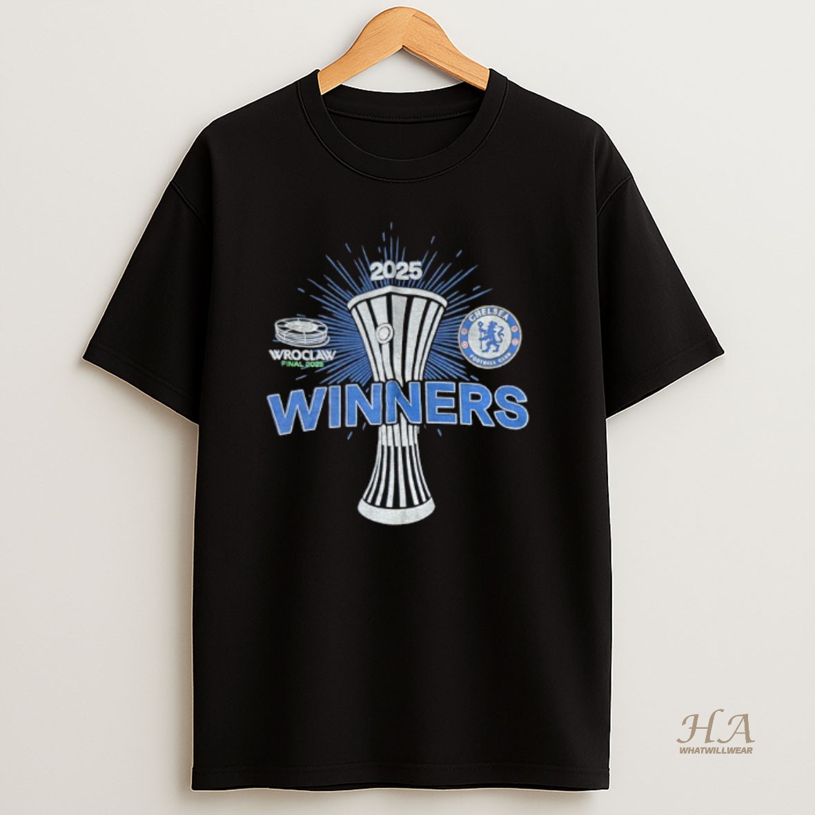 Official Chelsea Football Club Uecl Winners Wroclaw Final 2025 Logo Shirt