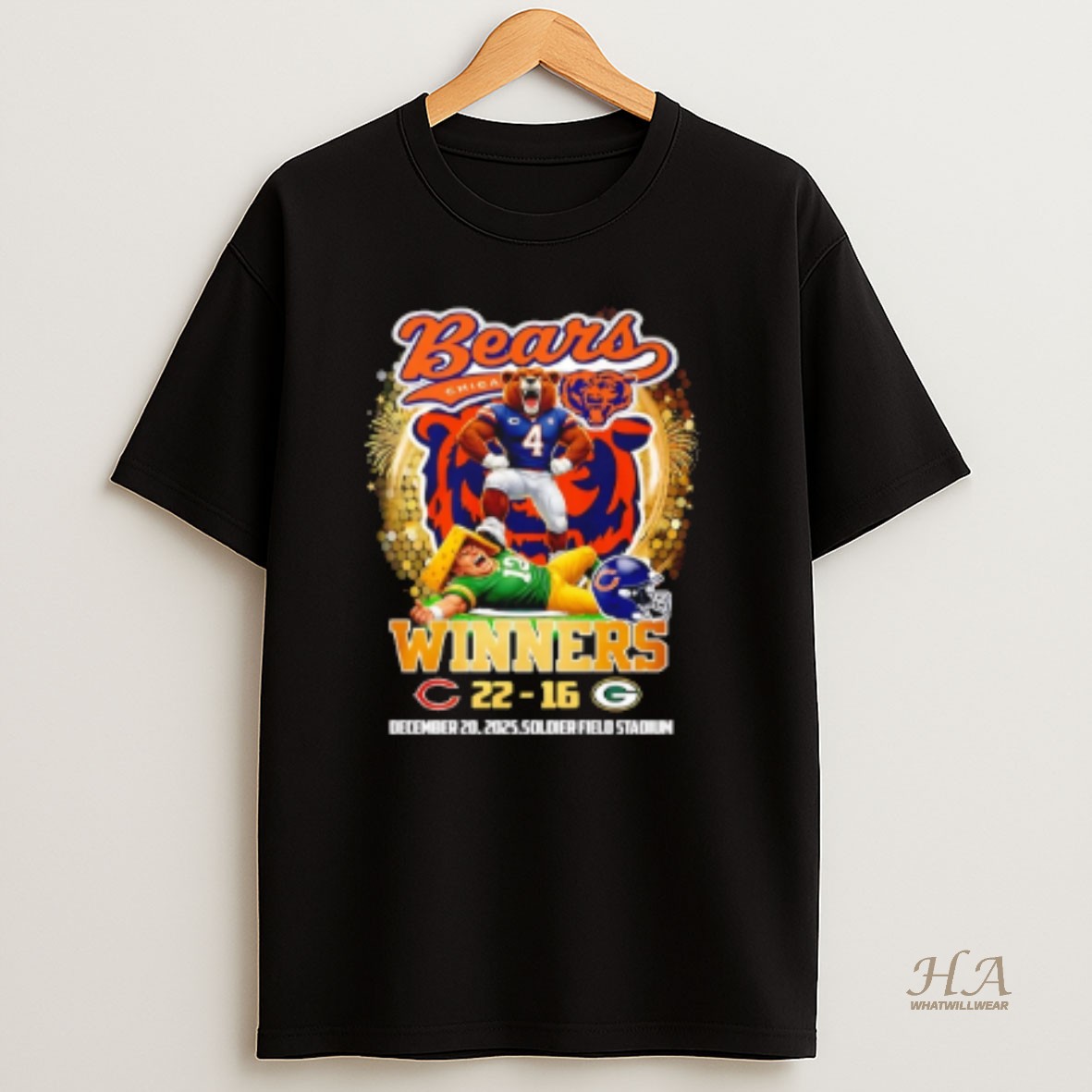 Official Chicago Bears 2025 Playoffs Winner 22 16 Packers Score T Shirt
