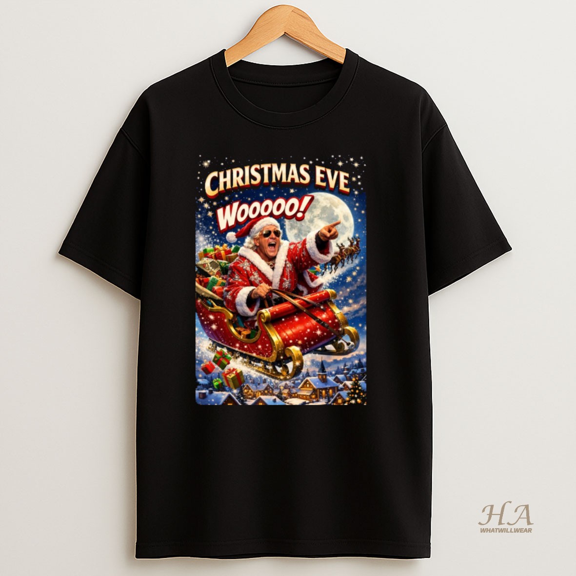 Official Christmas Eve Wooooo Ric Flair Santa Claus Is Coming To Town 2025 T Shirt