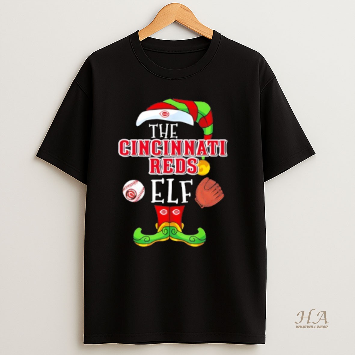 Official Cincinnati Reds Christmas Elf T Shirt