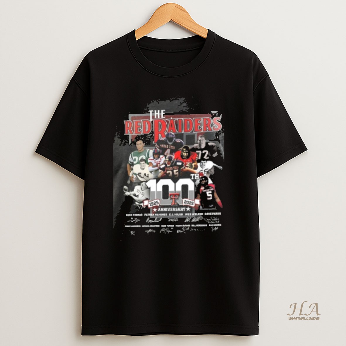 Official Cja7rnw5 Texas Tech Red Raiders 100th Anniversary 1925 2025 Signatures 2 Sided T Shirt