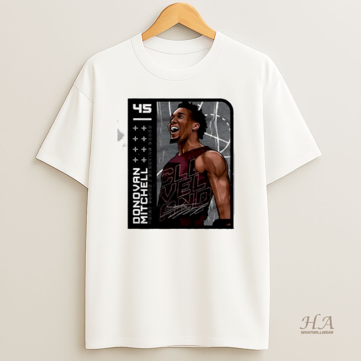 Official Cleveland Cavaliers Donovan Mitchell 45 Card T Shirt