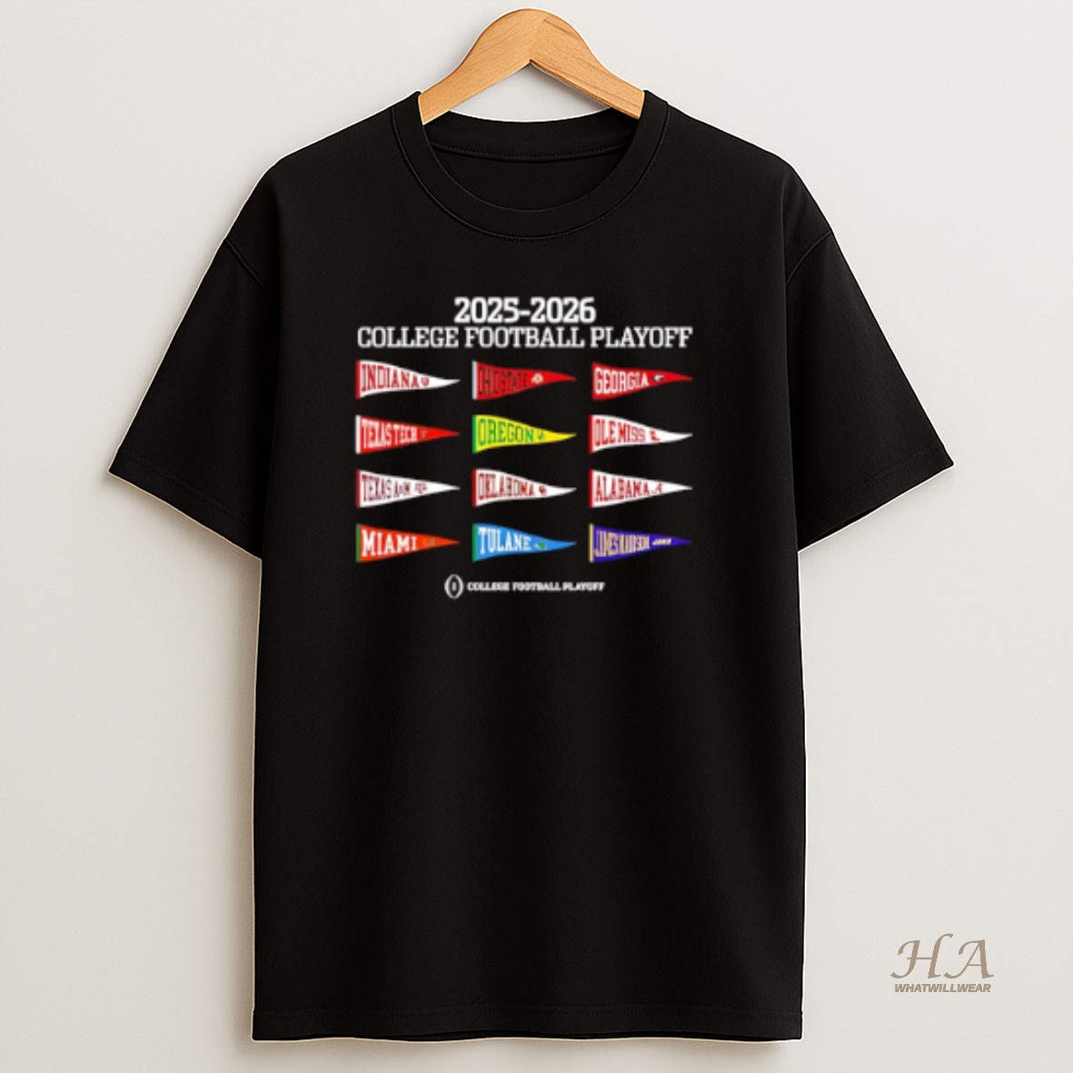 Official College Football Playoff 2025 26 12 Team Pennant Flag Shirt