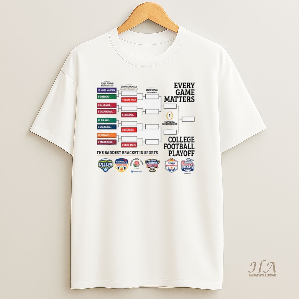 Official College Football Playoff Cfp Bracket Every Game Matters College Football Playoff 2025 Shirt