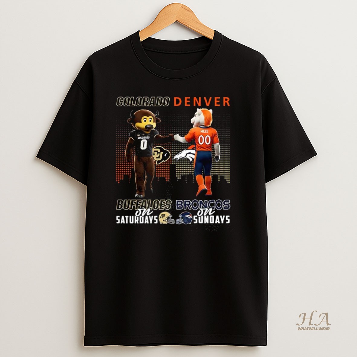 Official Colorado Buffaloes On Saturdays Vs Denver Broncos On Sundays Mascot Shirt