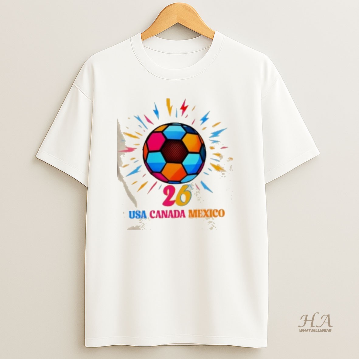 Official Colorful Soccer Ball Usa Canada Mexico 2026 T Shirt