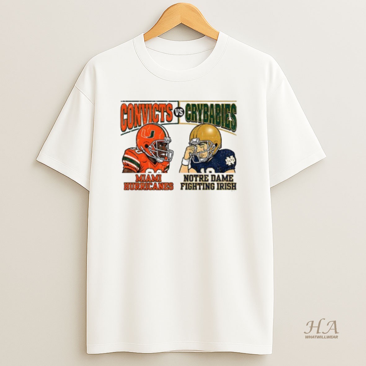 Official Convicts Vs Crybabies Miami Hurricanes Vs Cry Notre Dame Fighting Irish T Shirt