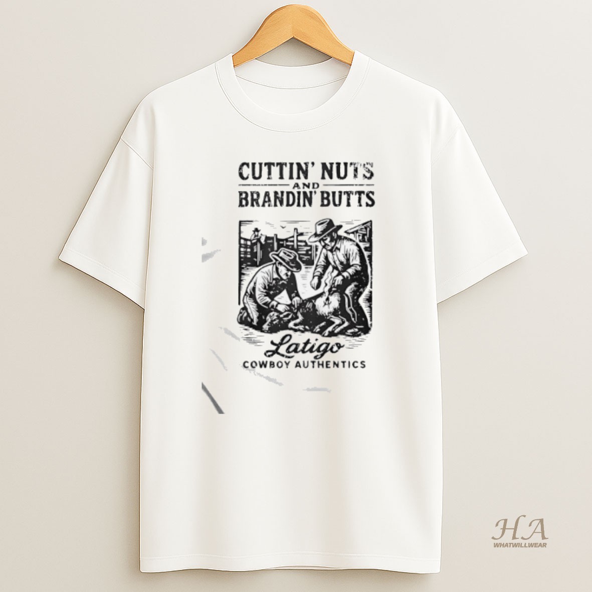 Official Cuttin Nuts And Brandin Butts Latigo Cowboy Authentics T Shirt