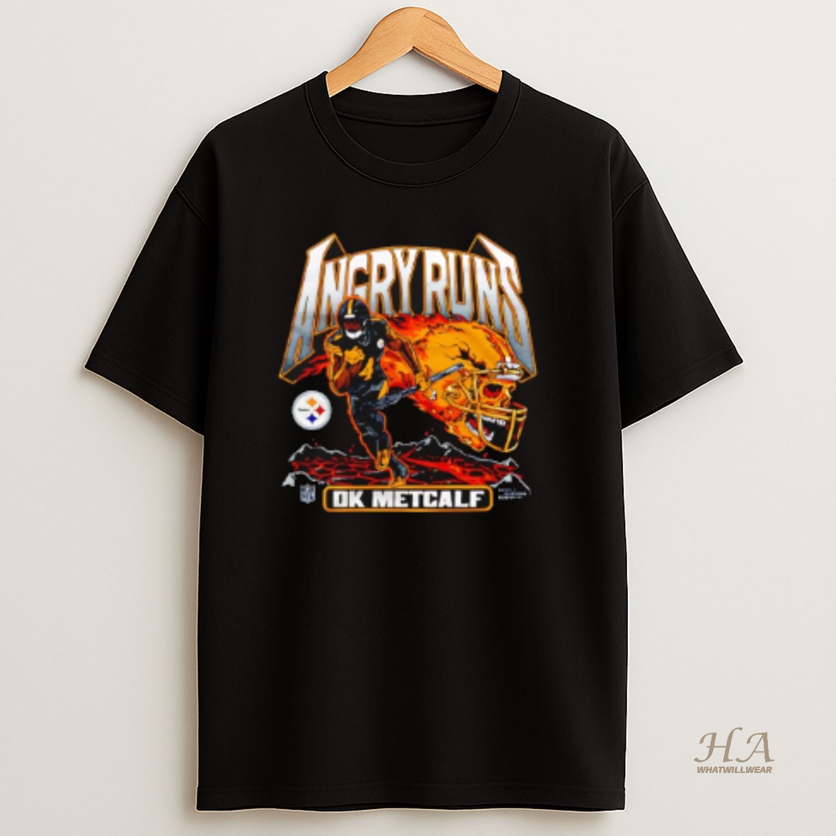 Official Dk Metcalf Pittsburgh Steelers Angry Runs 2025 T Shirt