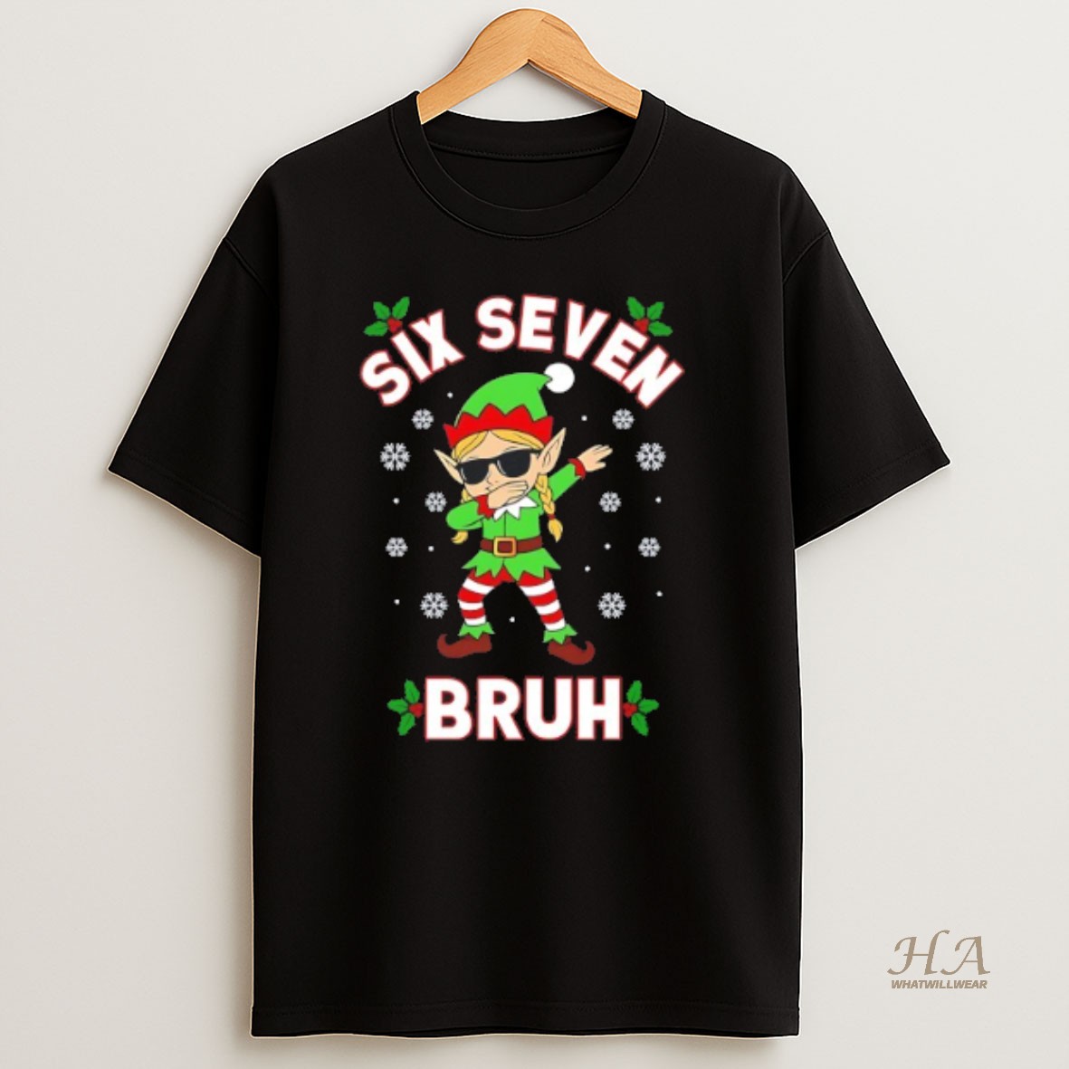 Official Dabbing Elf Six Seven Bruh Christmas 67 Meme Shirt